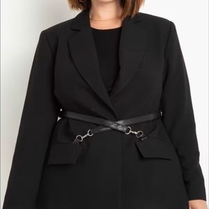 Black Cinched Waist Blazer - Eloquii